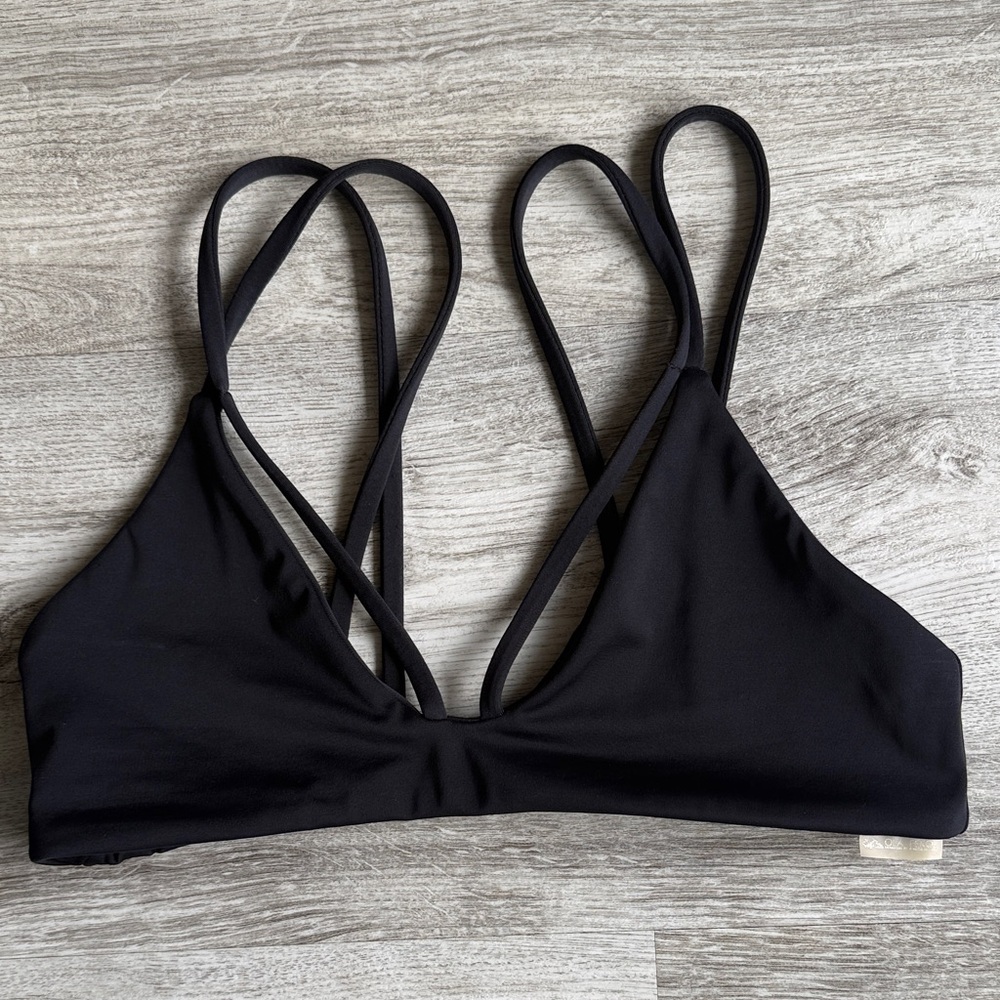 Ola Feroz Handmade Black Double-Strap Bikini Top, Flattering, Size Small